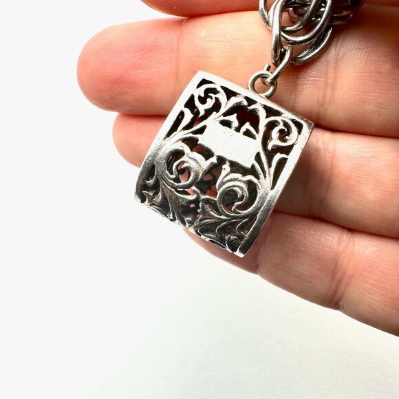 Antique Unsigned Peruzzi? Sterling Silver Charm Bracelet Unique Large Charms - Picture 7 of 10